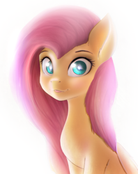 Size: 1826x2300 | Tagged: safe, artist:exeini, fluttershy, pegasus, pony, big ears, cute, folded wings, looking at you, sitting, solo, tongue out