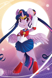 Size: 400x599 | Tagged: safe, artist:mochaspar, derpibooru import, twilight sparkle, twilight sparkle (alicorn), alicorn, pony, bipedal, cosplay, female, mare, sailor moon, solo