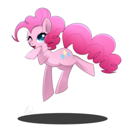 Size: 1519x1507 | Tagged: safe, artist:haydee, pinkie pie, earth pony, pony, jumping, shadow, simple background, solo, transparent background, wink