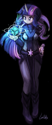 Size: 600x1444 | Tagged: safe, artist:lumineko, derpibooru import, spike, twilight sparkle, alien, alternate universe, crossover, lightsaber, species swap, star wars, zabrak