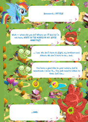 Size: 1052x1456 | Tagged: safe, derpibooru import, idw, fluttershy, mustachioed apple, rainbow dash, spike, bat pony, night of the living apples, spoiler:comic, spoiler:comic33, apple monster, bad apple, bat ponified, dialogue, game screencap, gameloft, good apple, race swap, rainbowbat