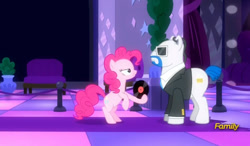 Size: 803x469 | Tagged: safe, screencap, pinkie pie, earth pony, pony, the saddle row review, discovery family logo, lockdown, record