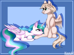 Size: 1280x960 | Tagged: safe, princess celestia, oc, oc:light knight, alicorn, pony, canon x oc, female, lightestia, male, straight