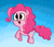 Size: 3115x2670 | Tagged: safe, artist:laserpewpewrblx, pinkie pie, earth pony, pony, blue background, simple background, small, smiling, solo