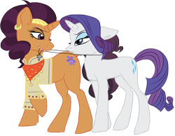 Size: 1477x1145 | Tagged: safe, artist:misswyldfyre, rarity, saffron masala, pony, unicorn, female, lesbian, raffron, shipping, simple background, transparent background