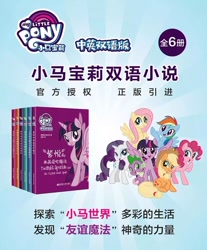 Size: 640x773 | Tagged: safe, derpibooru import, applejack, fluttershy, pinkie pie, rainbow dash, rarity, spike, twilight sparkle, twilight sparkle (alicorn), alicorn, dragon, earth pony, pegasus, pony, unicorn, book, china, chinese, mane seven, mane six, novel