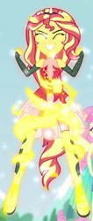 Size: 260x612 | Tagged: safe, screencap, fluttershy, sunset shimmer, better together, cheer you on, equestria girls, cropped, offscreen character