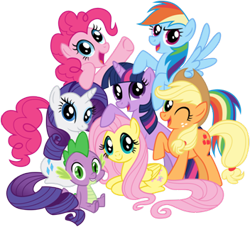 Size: 352x320 | Tagged: artist needed, safe, derpibooru import, applejack, fluttershy, pinkie pie, rainbow dash, rarity, spike, twilight sparkle, unicorn twilight, dragon, earth pony, pegasus, pony, unicorn, female, male, mane seven, mane six, mane six opening poses, mare, stock vector, vector