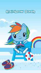 Size: 690x1227 | Tagged: safe, derpibooru import, rainbow dash, pegasus, pony, chair, looking at you, official, sitting, solo, toy