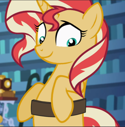 Size: 922x942 | Tagged: safe, screencap, sunset shimmer, pony, unicorn, equestria girls, mirror magic, spoiler:eqg specials, bipedal, cropped, cute, in the human world for too long, shimmerbetes, smiling, solo