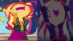 Size: 1920x1080 | Tagged: safe, sunset shimmer, better together, equestria girls, rollercoaster of friendship, the last drop, aaugh!, come on, comparison, nose in the air