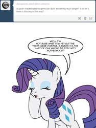 Size: 600x800 | Tagged: safe, artist:dekomaru, rarity, pony, unicorn, ask, solo, tumblr, tumblr:ask twixie