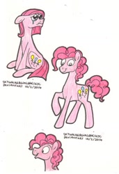 Size: 795x1165 | Tagged: safe, artist:skywalkergirl666, bubble berry, bubblini davinci berry, pinkie pie, earth pony, pony, pinkamena diane pie, rule 63, solo, traditional art