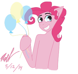 Size: 1024x976 | Tagged: safe, artist:axel-dc64, bubble berry, pinkie pie, earth pony, pony, balloon, rule 63, simple background, solo, transparent background