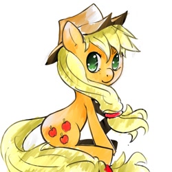 Size: 894x894 | Tagged: safe, artist:dedalocious, applejack, earth pony, pony, female, mare, sitting, solo