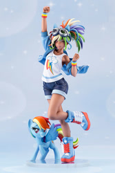 Size: 534x800 | Tagged: safe, derpibooru import, rainbow dash, human, pegasus, pony, equestria girls, beautiful, bishoujo, boots, clothes, denim shorts, figurine, goggles, human ponidox, humanized, kotobukiya, kotobukiya rainbow dash, leg in air, legs, lidded eyes, one eye closed, self ponidox, sexy, shoes, shorts, solo, sultry pose, tanktop, tomboy, wink, winking at you