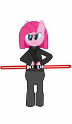 Size: 750x1280 | Tagged: safe, artist:darkduskshine, bubble berry, bubblini davinci berry, pinkie pie, anthro, arm hooves, clothes, cosplay, costume, crossover, darth maul, double lightsaber, lightsaber, pinkamena diane pie, rule 63, simple background, sith, star wars, weapon, white background