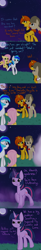 Size: 564x3420 | Tagged: safe, artist:lilliesinthegarden, derpibooru import, doctor whooves, fluttershy, twilight sparkle, oc, oc:duet, oc:emberbell, pegasus, pony, ask emberbell, comic, dialogue, invasion, mist, moon, night, teleportation, tumblr, worried