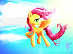 Size: 1600x1200 | Tagged: safe, artist:neohooves, fluttershy, pegasus, pony, flying, looking back, solo