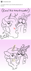 Size: 1000x2255 | Tagged: safe, artist:pigzfairy, discord, princess celestia, alicorn, draconequus, pony, ask, comic, dislestia, female, kissing, male, shipping, straight, tumblr