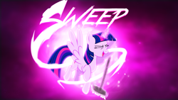 Size: 1920x1080 | Tagged: safe, artist:zen-zen-hitagi, derpibooru import, edit, twilight sparkle, twilight sparkle (alicorn), alicorn, pony, the saddle row review, broom, female, mare, solo, sweeping, sweepsweepsweep, twilight sweeple, wallpaper, wallpaper edit