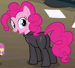 Size: 468x422 | Tagged: safe, screencap, pinkie pie, pony, it's about time, catsuit, cropped, female, mare, plot, stupid sexy pinkie