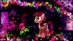 Size: 1600x900 | Tagged: safe, artist:telimbo, derpibooru import, edit, roseluck, solo, wallpaper, wallpaper edit