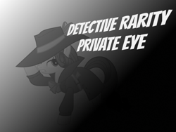 Size: 800x600 | Tagged: artist needed, safe, edit, rarity, pony, unicorn, black and white, clothes, detective rarity, grayscale, hat, idea, monochrome, spinoff, trenchcoat