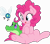 Size: 6806x6000 | Tagged: safe, artist:dfectivedvice, artist:mactavish1996, gummy, pinkie pie, earth pony, parasprite, pony, absurd resolution, cute, diapinkes, ear fluff, featureless crotch, simple background, sitting, transparent background, vector