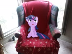 Size: 2592x1944 | Tagged: safe, artist:kysss90, artist:tokkazutara1164, derpibooru import, twilight sparkle, :o, blushing, chair, cover, cute, filly, filly twilight sparkle, irl, looking up, open mouth, photo, ponies in real life, sitting, solo, vector, window