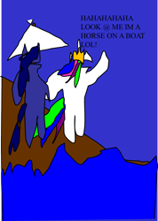 Size: 800x1125 | Tagged: safe, artist:jacobfoolson, princess celestia, princess luna, alicorn, pony, 1000 hours in ms paint, art parody, boat, parody