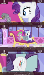 Size: 854x1440 | Tagged: safe, edit, edited screencap, screencap, rarity, spike, dragon, pony, unicorn, inspiration manifestation, magical mystery cure, cinemare sins, fainting couch, female, inspiration manifestation book, magic, male, mare, reading, sofa, swapped cutie marks, telekinesis