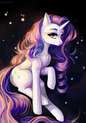 Size: 1264x1800 | Tagged: safe, artist:utauyan, rarity, pony, unicorn, beautiful, black background, cute, ear fluff, female, looking at you, mare, raribetes, simple background, solo