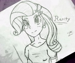 Size: 2869x2423 | Tagged: safe, artist:gottagodash7, rarity, equestria girls, monochrome, solo