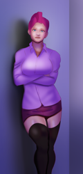 Size: 985x2048 | Tagged: safe, artist:annon, tempest shadow, human, clothes, humanized, skirt, stockings, thigh highs