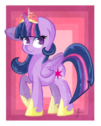 Size: 902x1117 | Tagged: safe, artist:iguana14, derpibooru import, twilight sparkle, twilight sparkle (alicorn), alicorn, pony, female, mare, raised hoof, smiling, solo