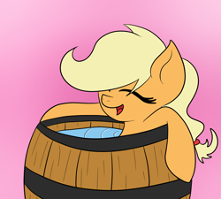 Size: 2000x1800 | Tagged: safe, artist:yourfavoritelove, applejack, earth pony, pony, barrel, bath, solo