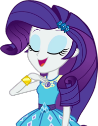 Size: 833x1075 | Tagged: safe, artist:thebarsection, rarity, better together, equestria girls, clothes, eyes closed, female, geode of shielding, open mouth, simple background, smiling, solo, transparent background