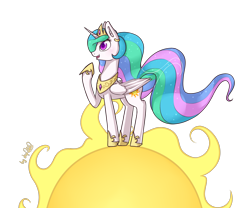 Size: 1920x1600 | Tagged: safe, alternate version, artist:dsp2003, princess celestia, alicorn, pony, 2018, crown, female, mare, open mouth, raised hoof, regalia, simple background, sun, tangible heavenly object, transparent background