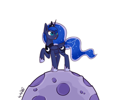 Size: 1920x1600 | Tagged: safe, alternate version, artist:dsp2003, princess luna, alicorn, pony, 2018, crown, female, mare, moon, open mouth, raised hoof, regalia, simple background, tangible heavenly object, transparent background