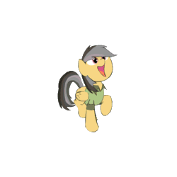 Size: 500x500 | Tagged: safe, artist:kanashiipanda, daring do, pegasus, pony, animated, clothes, cute, dancing, daring dorable, female, frame by frame, mare, open mouth, prancing, simple background, smiling, solo, the doo doo doo song, transparent background
