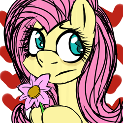 Size: 540x540 | Tagged: safe, artist:apple-jazzy, fluttershy, pegasus, pony, bags under eyes, cute, flower, shyabetes, solo, wingding eyes