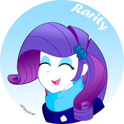 Size: 2000x2000 | Tagged: safe, artist:xan-gelx, rarity, equestria girls, clothes, eyes closed, female, happy, open mouth, scarf, solo