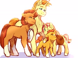 Size: 2048x1536 | Tagged: safe, artist:vennyredmoon, stellar flare, sunburst, sunset shimmer, pony, unicorn, bag, colt, female, filly, foal, male, mare, saddle bag, simple background, stallion, story included, sunny siblings, sunspot (character), white background, younger