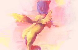 Size: 2270x1456 | Tagged: safe, artist:sharpieboss, fluttershy, pegasus, pony, rear view, solo, spread wings