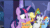 Size: 480x272 | Tagged: safe, derpibooru import, screencap, applejack, rainbow dash, rarity, twilight sparkle, twilight sparkle (alicorn), alicorn, earth pony, pegasus, pony, unicorn, party pooped, animated, female, mare, subtitles, talking, telling lies, twilight's castle