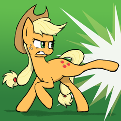 Size: 1608x1608 | Tagged: safe, artist:corsairsedge, applejack, earth pony, pony, bucking, female, mare, solo