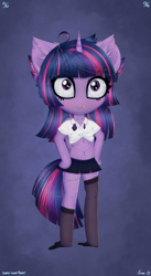 Size: 1700x3100 | Tagged: safe, artist:darkest-lunar-flower, twilight sparkle, anthro, chibi, clothes, socks, solo, stockings, thigh highs