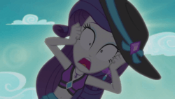 Size: 1280x720 | Tagged: safe, screencap, rarity, better together, equestria girls, lost and found, belly button, bikini, bikini babe, clothes, complete disaster, drama queen, female, freakout, geode of shielding, hat, marshmelodrama, midriff, offscreen character, panic, pov, solo, stomach, sun hat, swimsuit