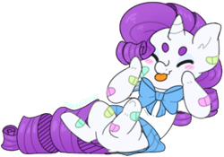 Size: 400x280 | Tagged: safe, artist:sharkissus, rarity, pony, unicorn, :p, bow, cute, eyes closed, raribetes, silly, simple background, solo, tongue out, transparent background